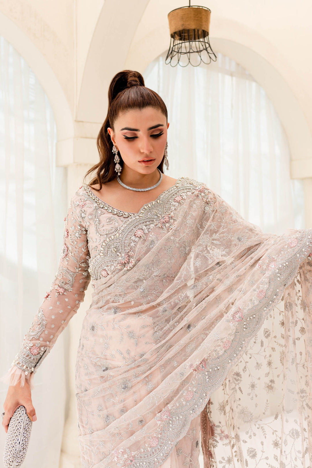 Maria B | Bridal Couture | Pale Pink MC-909 - Official Maria B stockist in UK - Sakeena London