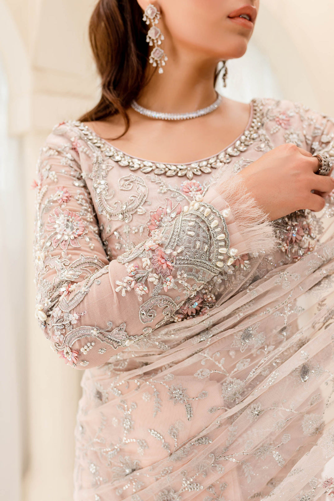 Maria B | Bridal Couture | Pale Pink MC-909 - Official Maria B stockist in UK - Sakeena London