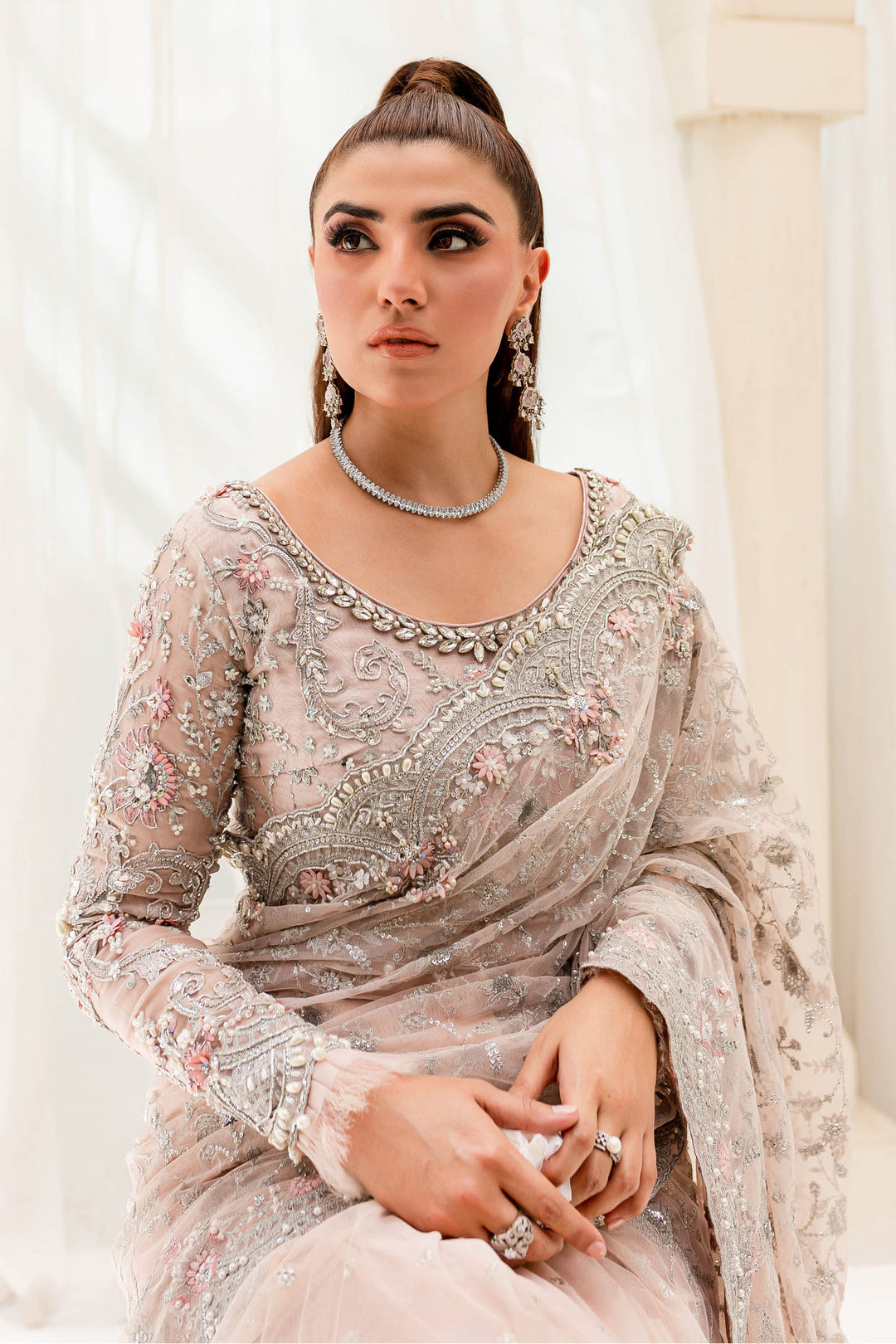 Maria B | Bridal Couture | Pale Pink MC-909 - Official Maria B stockist in UK - Sakeena London