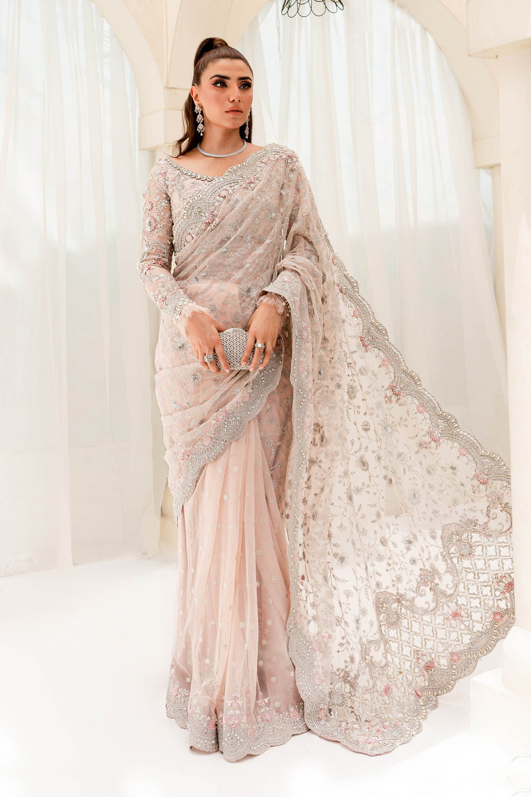 Maria B | Bridal Couture | Pale Pink MC-909 - Official Maria B stockist in UK - Sakeena London