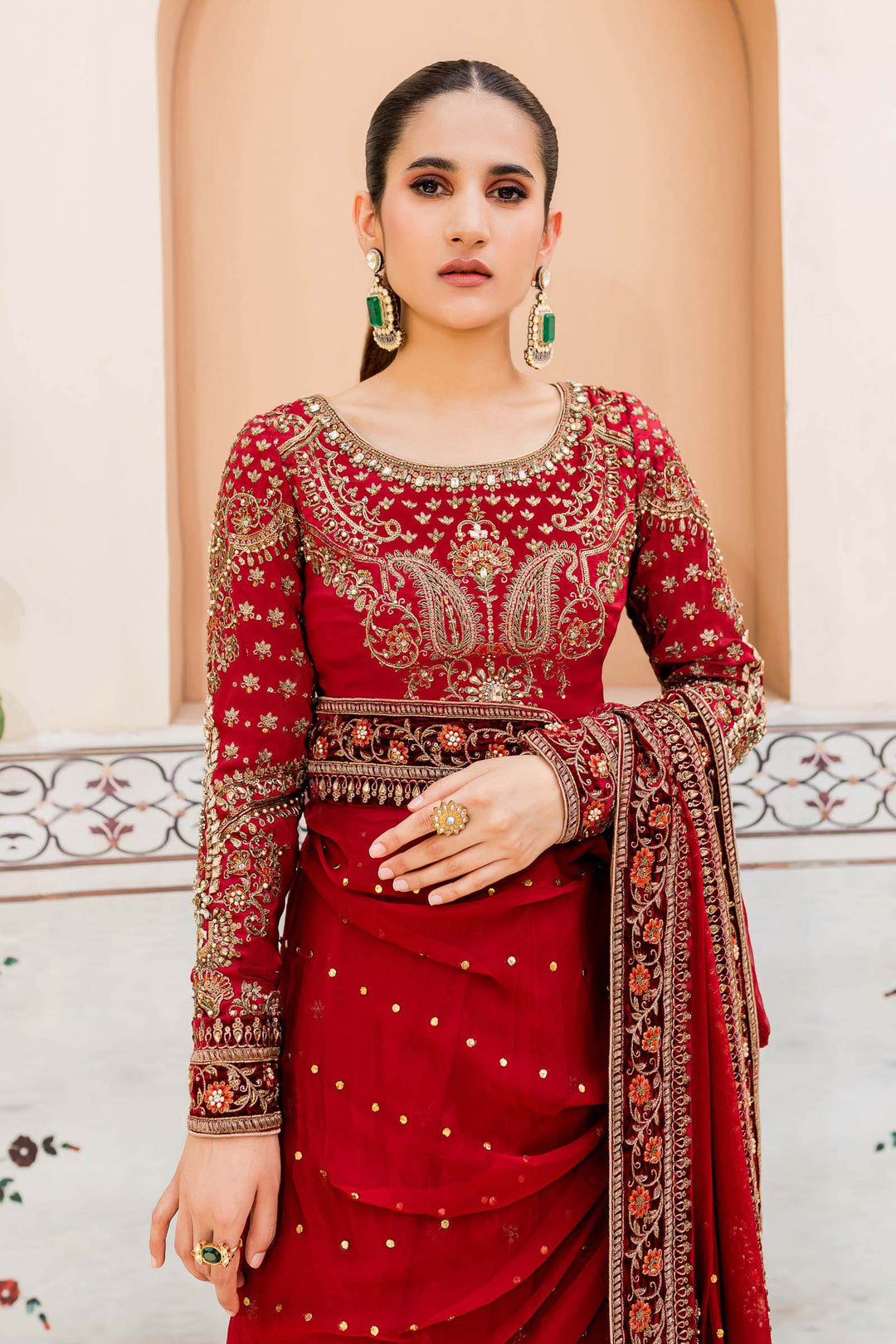Maria B | Bridal Couture | Deep Red MC-910 - Official Maria B stockist in UK - Sakeena London