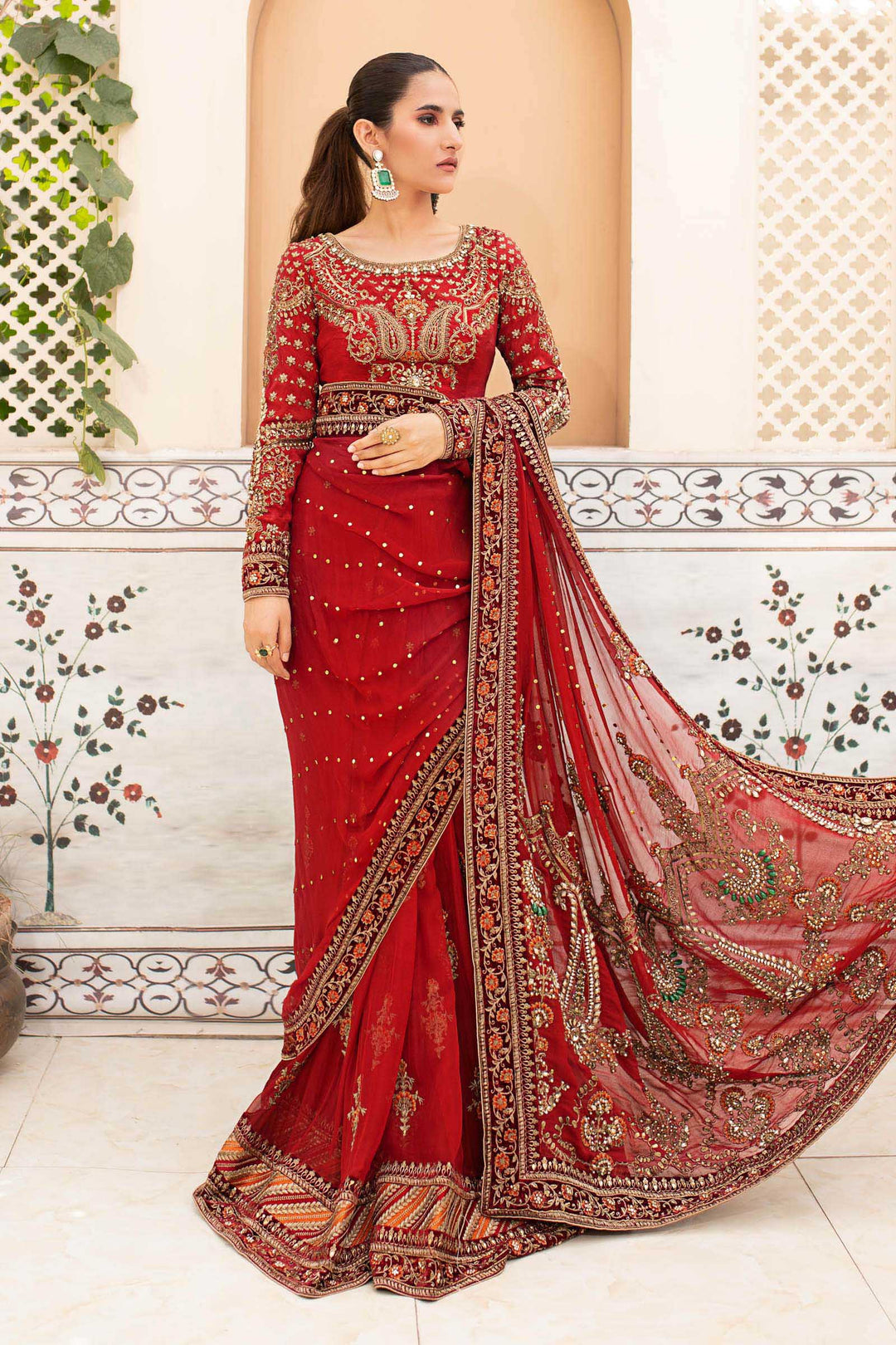 Maria B | Bridal Couture | Deep Red MC-910 - Official Maria B stockist in UK - Sakeena London