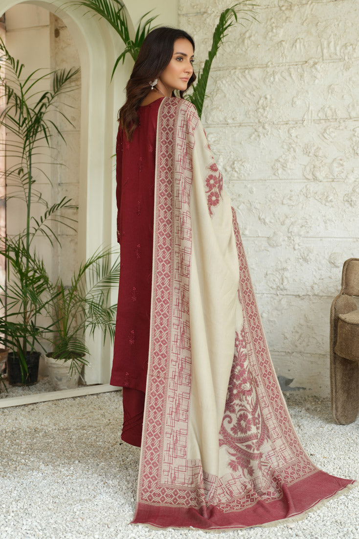Marjjan | Aangan Embroidered Viscose | MDS-69 (MEHROON) - Official Marjjan stockist in UK - Sakeena London