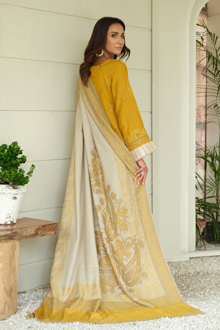 Marjjan | Aangan Embroidered Viscose | MDS-69 (MUSTARD) - Official Marjjan stockist in UK - Sakeena London