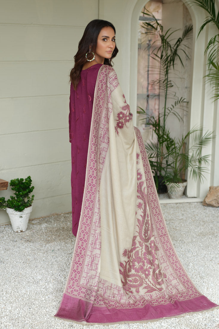 Marjjan | Aangan Embroidered Viscose | MDS-69 (PLUM) - Official Marjjan stockist in UK - Sakeena London