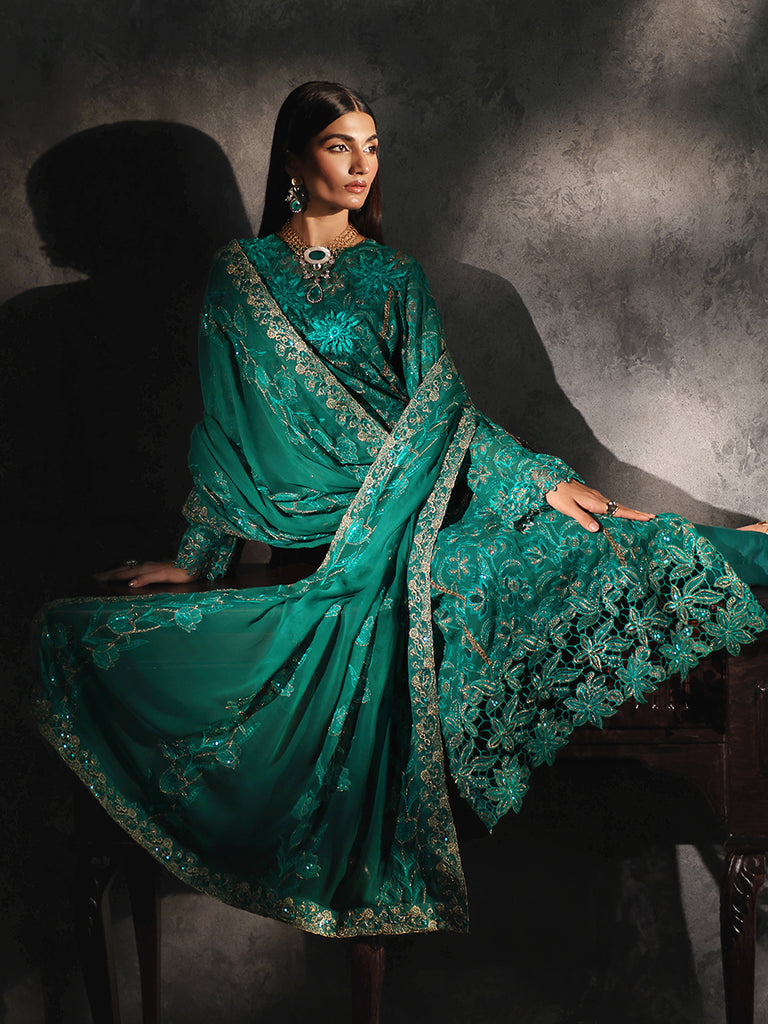 Rajbari | Sage Chiffon Edit | Opulance - Official Rajbari stockist in UK - Sakeena London