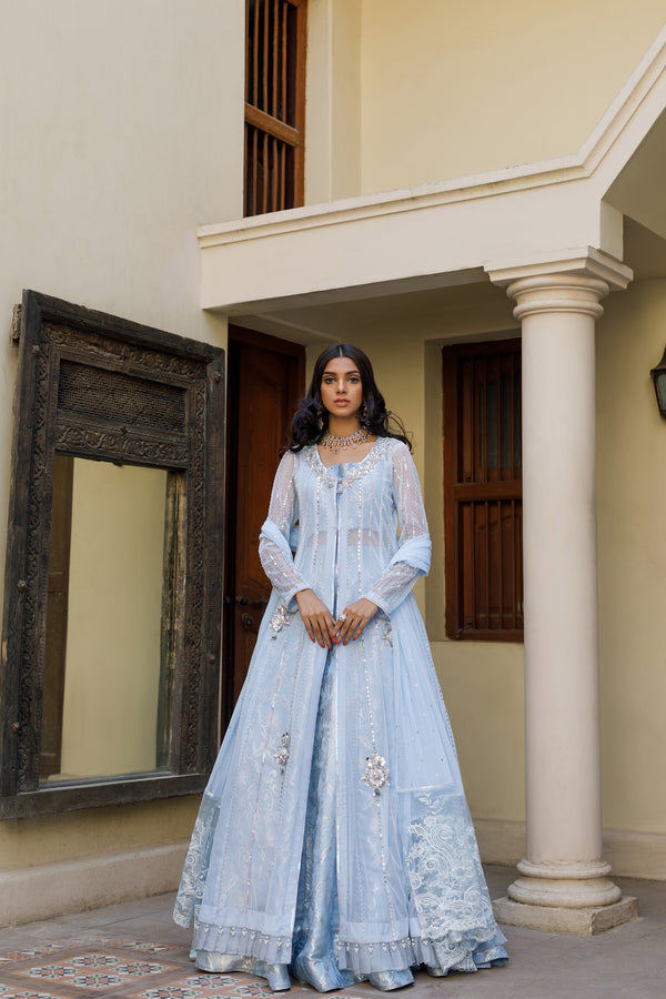 Wahajmkhan | Bahar Begum Formals | BABY BLUE BAHAR - Official Wahaj M.Khan stockist in UK - Sakeena London