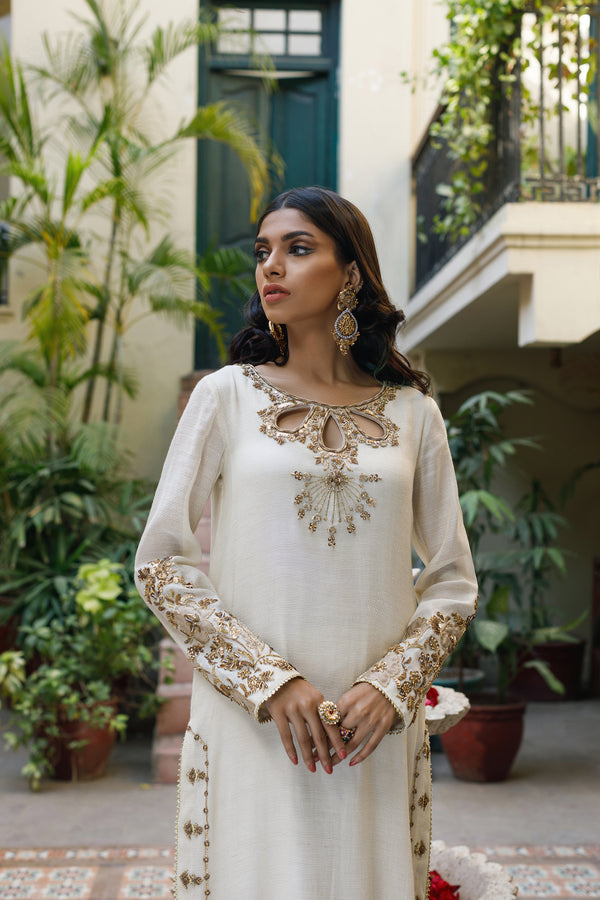 Wahajmkhan | Bahar Begum Formals | IVORY & COPPER BEGUM OUTFIT - Official Wahaj M.Khan stockist in UK - Sakeena London