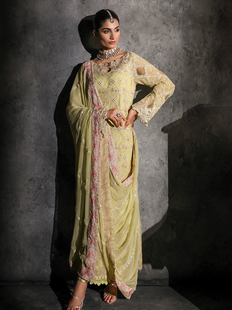 Rajbari | Sage Chiffon Edit | Ivy - Official Rajbari stockist in UK - Sakeena London