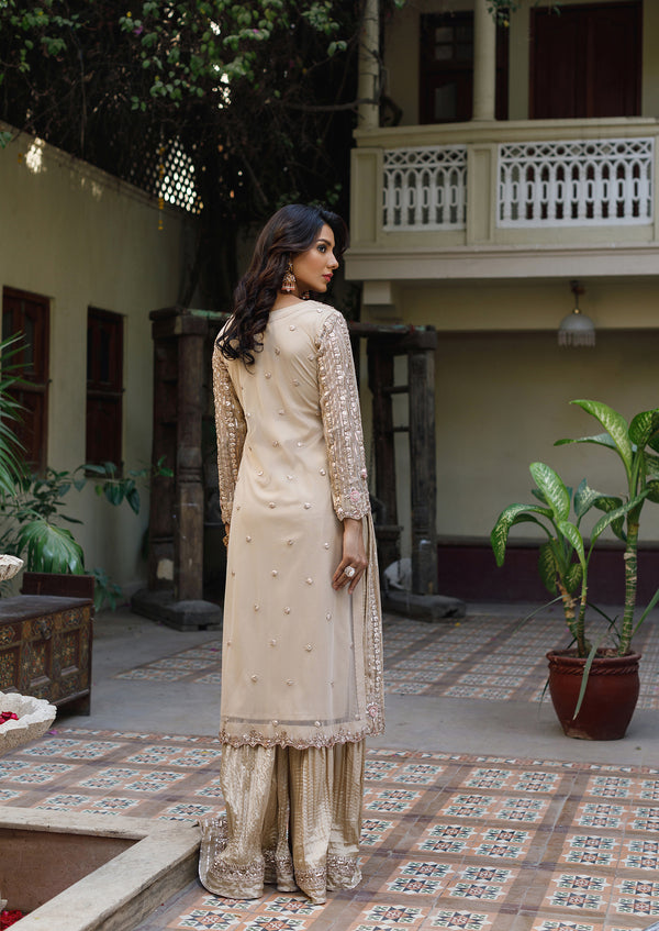 Wahajmkhan | Bahar Begum Formals | IVORY ROSE GOLD GOTTA JORA - Official Wahaj M.Khan stockist in UK - Sakeena London