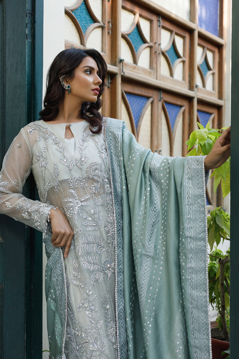 Wahajmkhan | Bahar Begum Formals | SILVER MINT BAHAR JORA - Official Wahaj M.Khan stockist in UK - Sakeena London