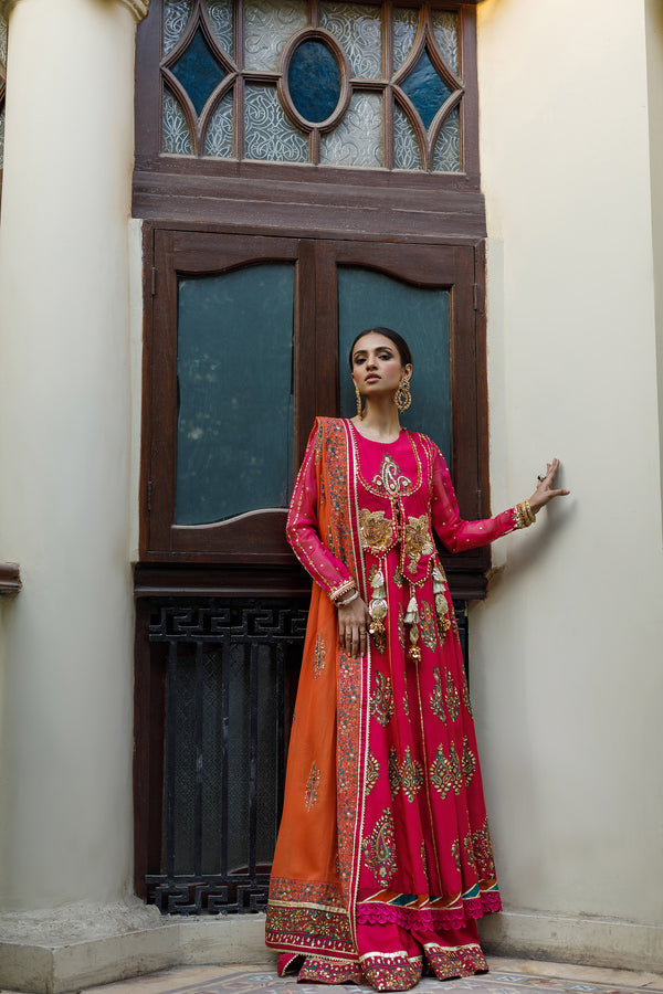 Wahajmkhan | Bahar Begum Formals | MAGENTA BLOCK ANARKALI - Official Wahaj M.Khan stockist in UK - Sakeena London