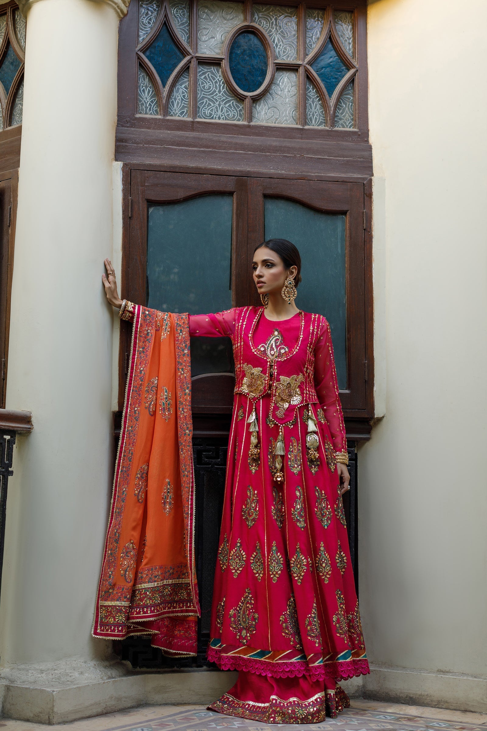 Wahajmkhan | Bahar Begum Formals | MAGENTA BLOCK ANARKALI - Official Wahaj M.Khan stockist in UK - Sakeena London