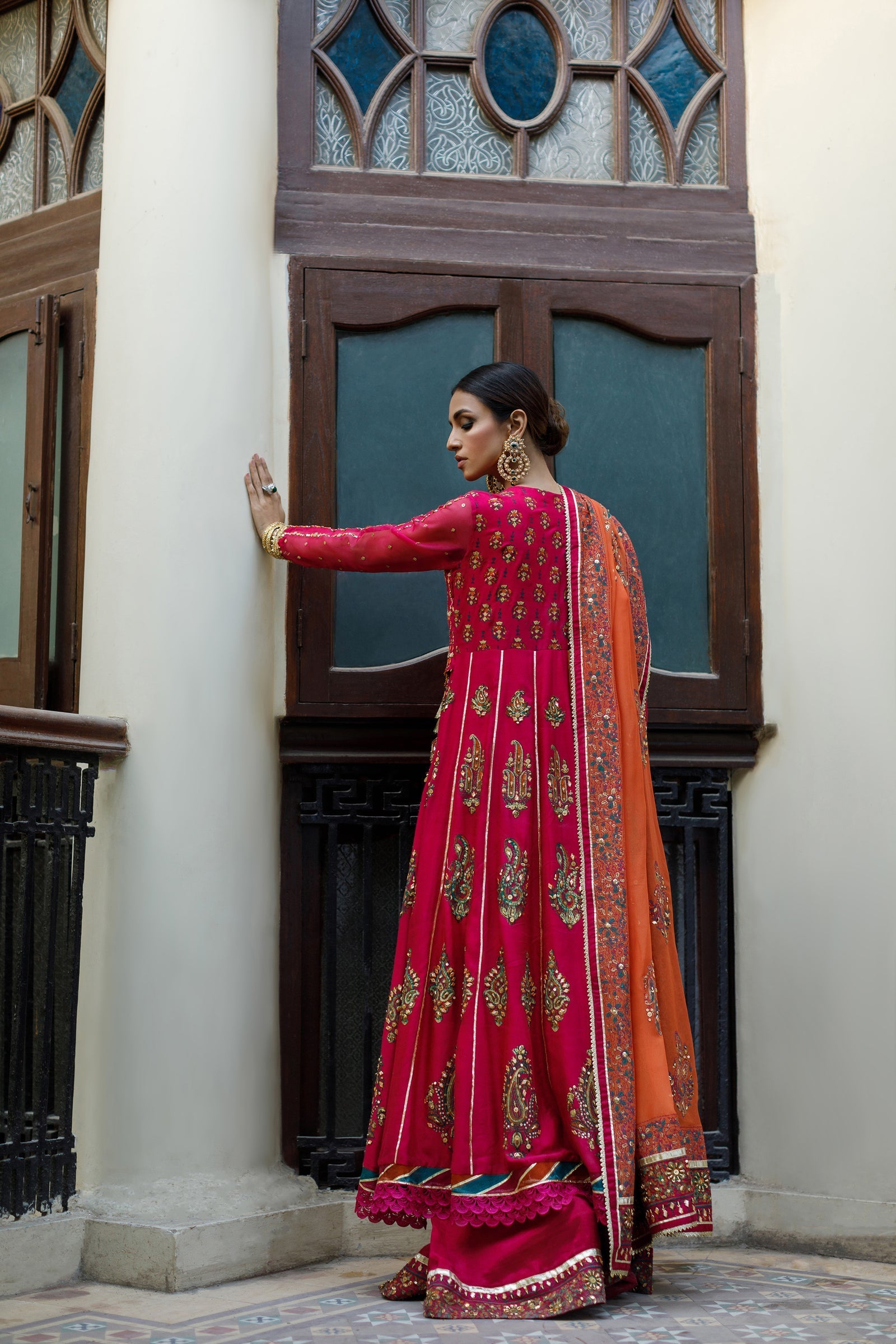 Wahajmkhan | Bahar Begum Formals | MAGENTA BLOCK ANARKALI - Official Wahaj M.Khan stockist in UK - Sakeena London