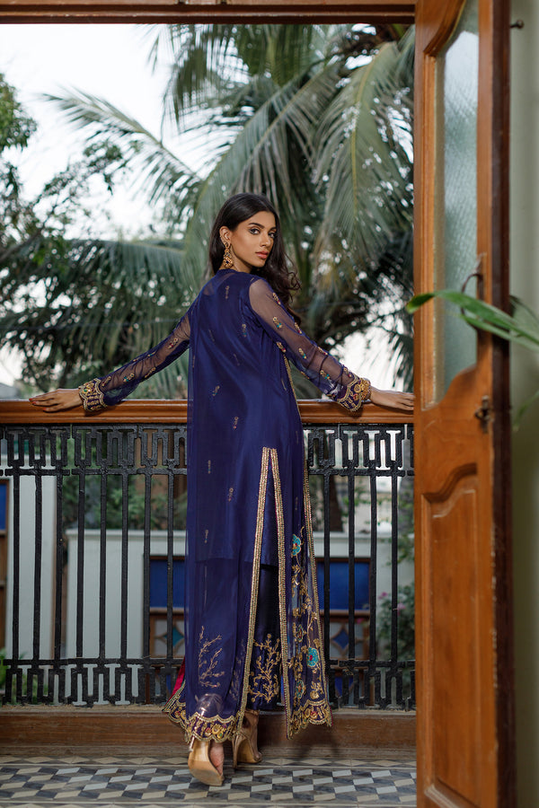 Wahajmkhan | Bahar Begum Formals | NAVY BEGUM JACKET - Official Wahaj M.Khan stockist in UK - Sakeena London