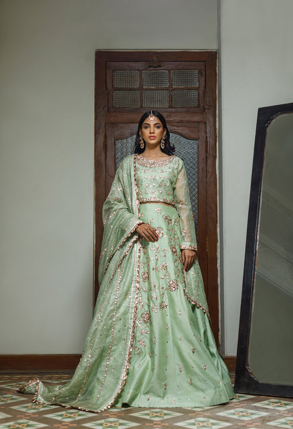 Wahajmkhan | Bahar Begum Formals | MINT BAHAR LEHNGA - Official Wahaj M.Khan stockist in UK - Sakeena London