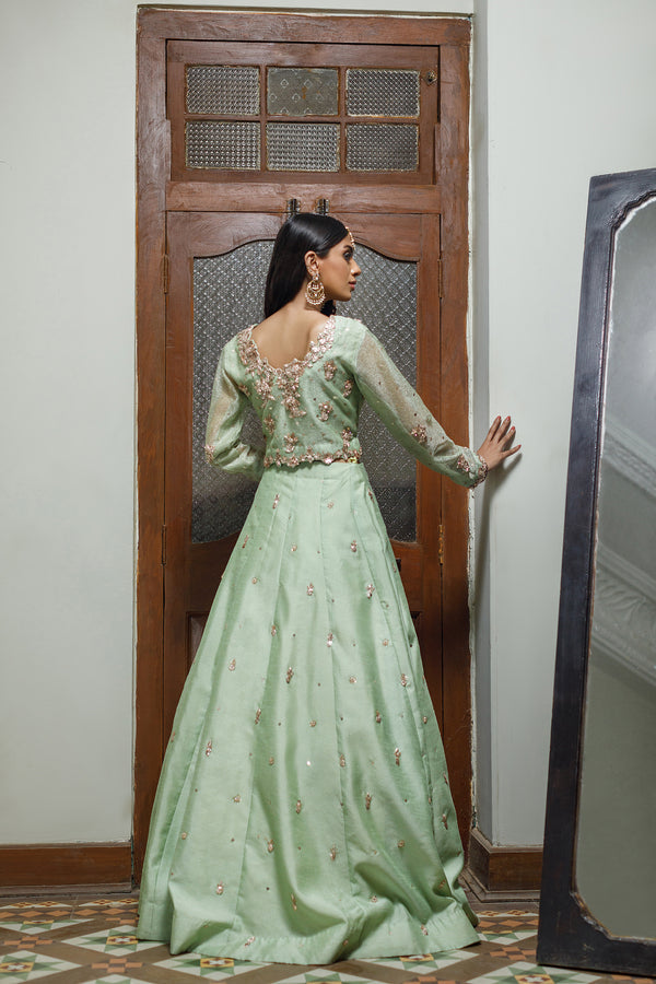 Wahajmkhan | Bahar Begum Formals | MINT BAHAR LEHNGA - Official Wahaj M.Khan stockist in UK - Sakeena London