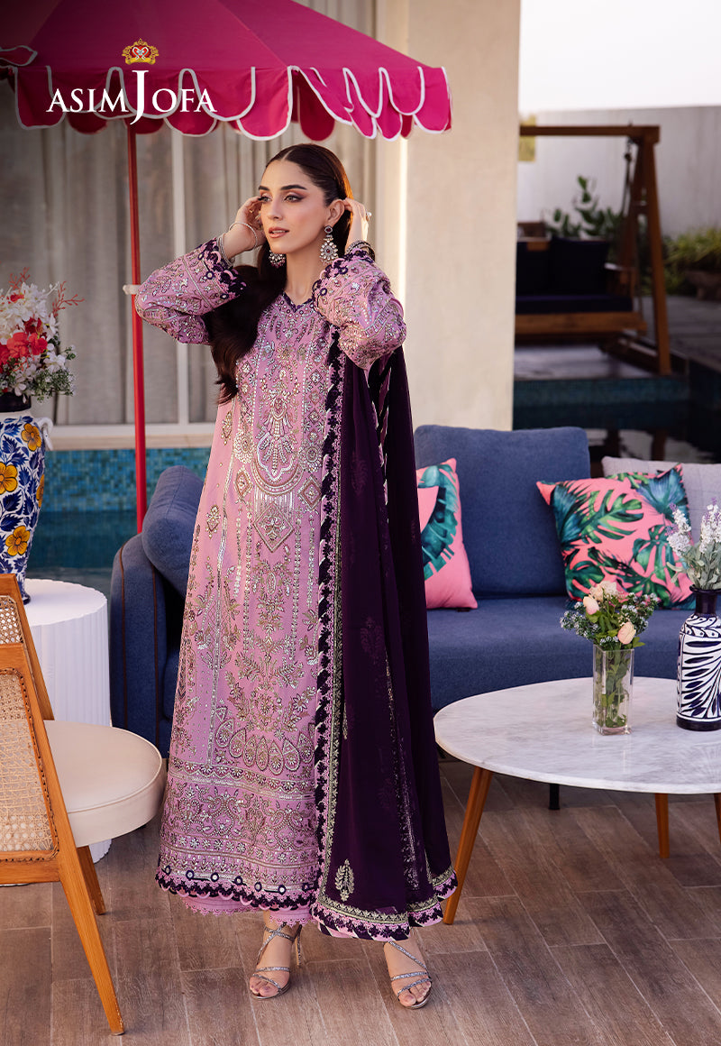 Asim Jofa | Uraan Lawn Chiffon Collection | AJUR-03 - Official Asim Jofa stockist in UK - Sakeena London