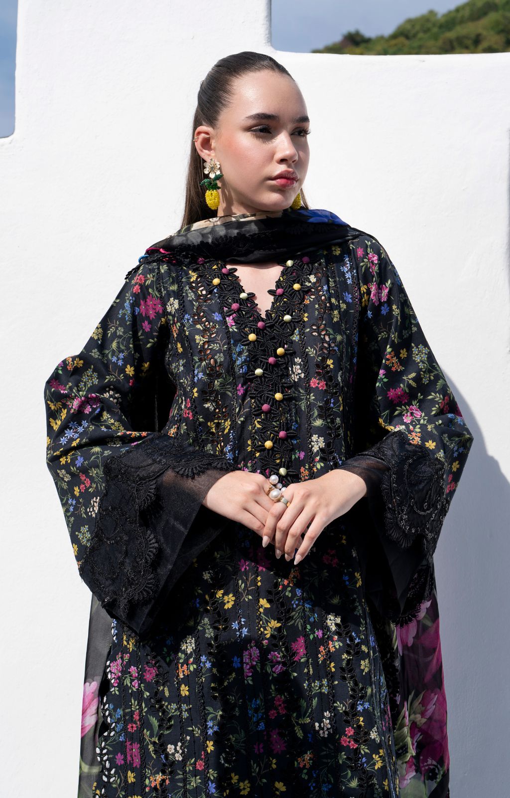 AJR Couture | Printakari Lawn 25 | Midnight Flora - Official AJR Couture stockist in UK - Sakeena London