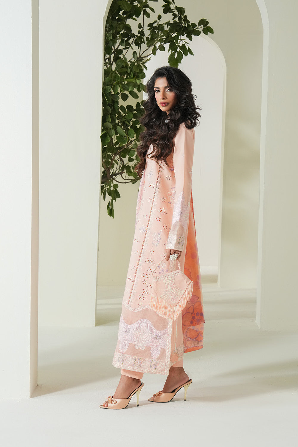 Maryum N Maria | Soiree Lawn | Peachy Delight - Official Maryam N Maria stockist in UK - Sakeena London