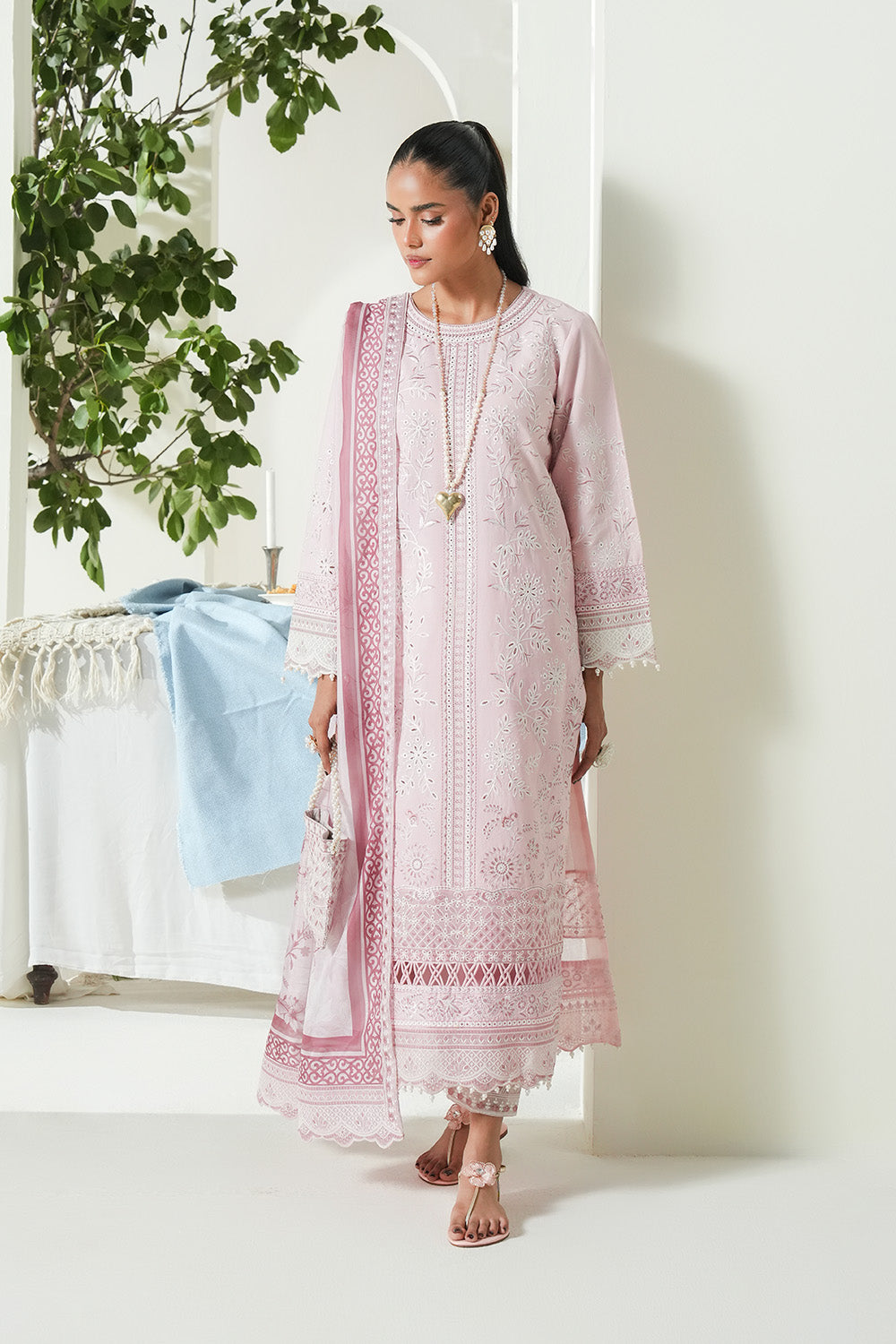 Maryum N Maria | Soiree Lawn | Salmon - Official Maryam N Maria stockist in UK - Sakeena London