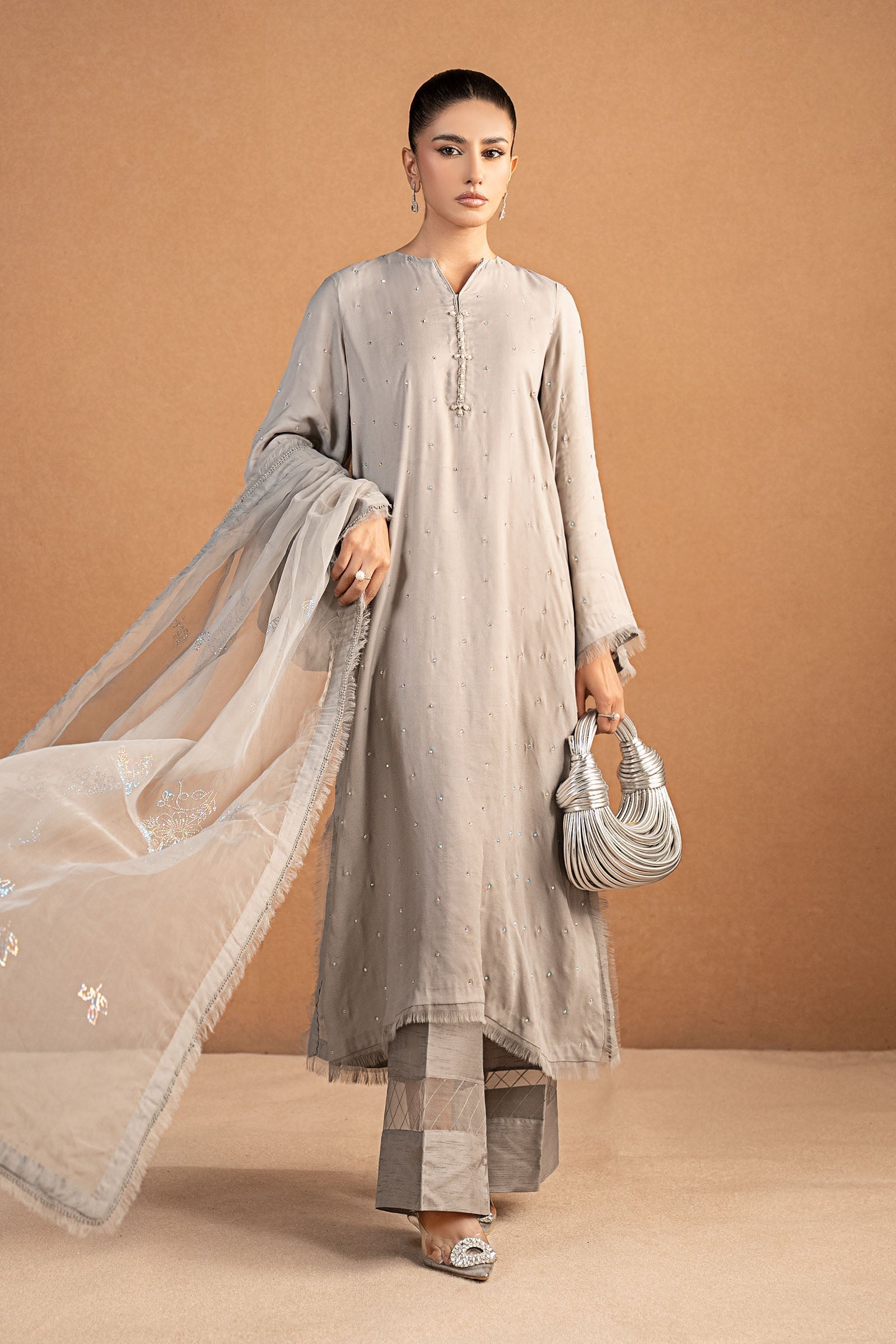 Maria B | Pre Fall 25 | MBS-W25-13-Light Grey - Official Maria B stockist in UK - Sakeena London