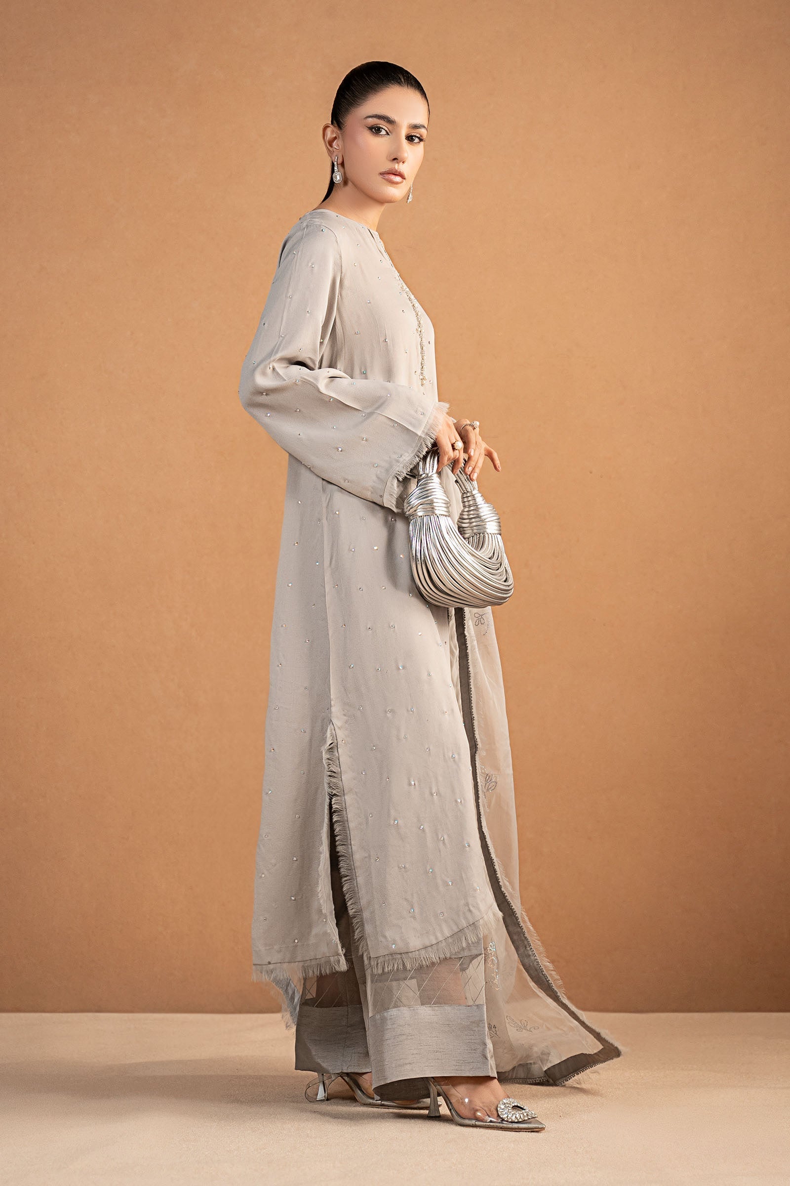 Maria B | Pre Fall 25 | MBS-W25-13-Light Grey - Official Maria B stockist in UK - Sakeena London