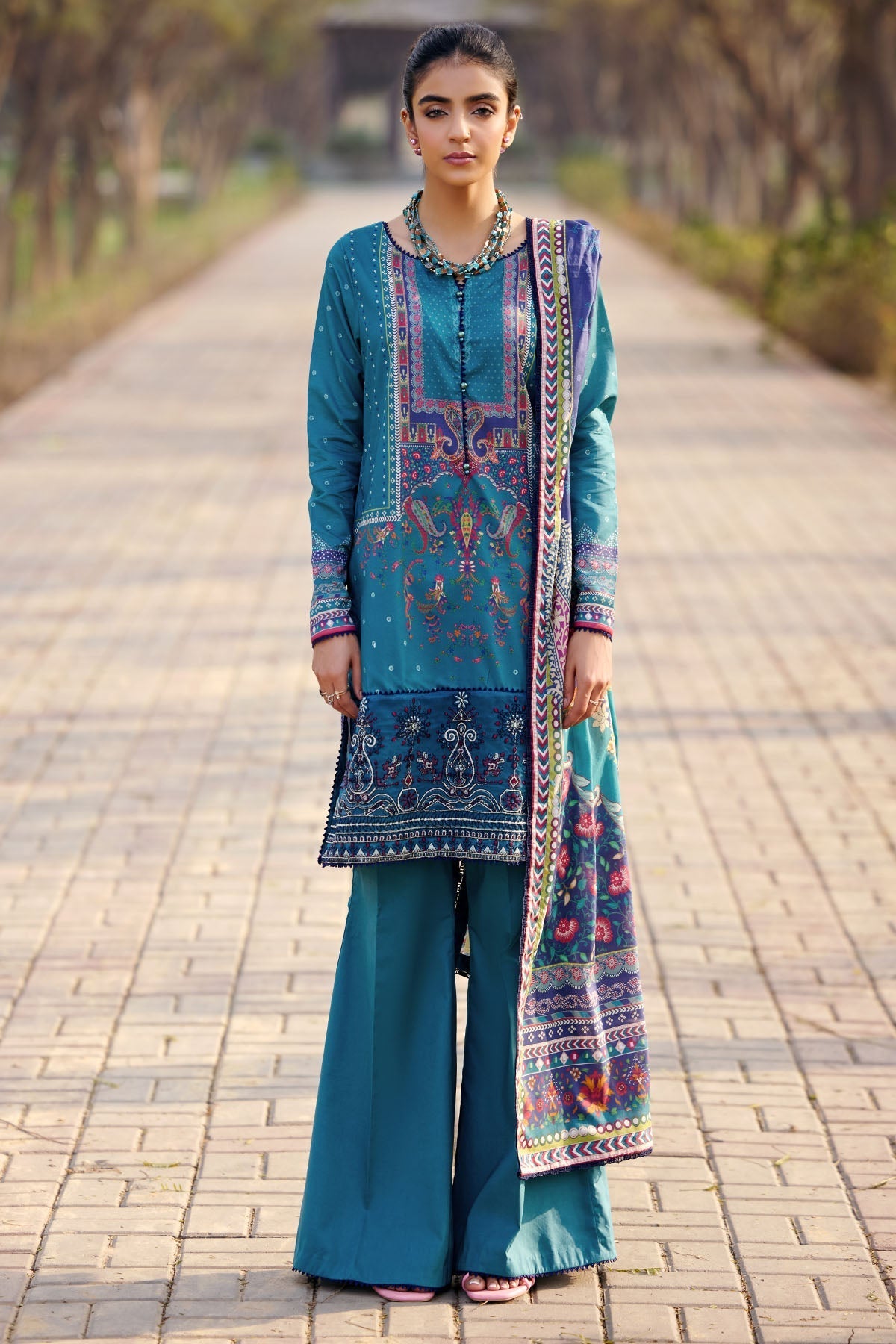 Motifz | Umang Lawn | 3556-SENA - Official Motifz stockist in UK - Sakeena London