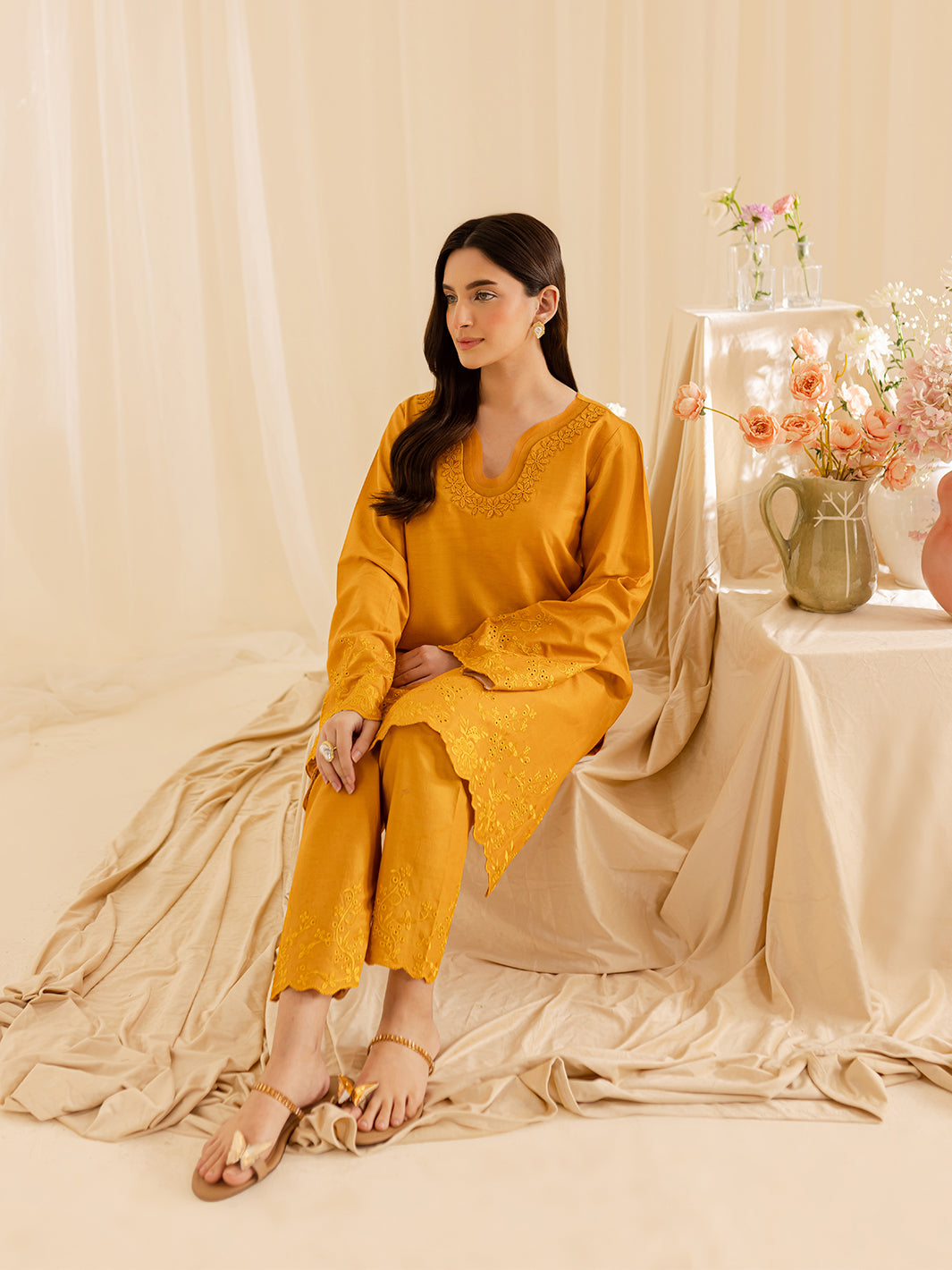 Mahnur | Petal Whispers Lawn Pret | Magnolia - Official Mahnur stockist in UK - Sakeena London
