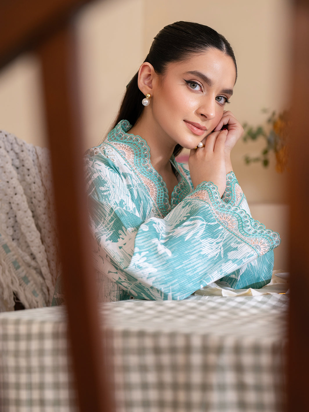 Mahnur | Leila Winter 24 | Azure - Official Mahnur stockist in UK - Sakeena London