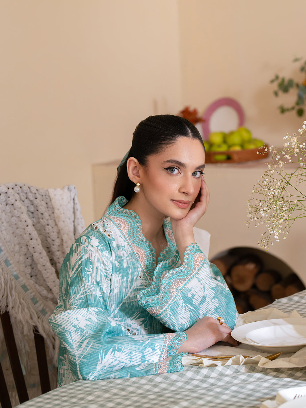 Mahnur | Leila Winter 24 | Azure - Official Mahnur stockist in UK - Sakeena London