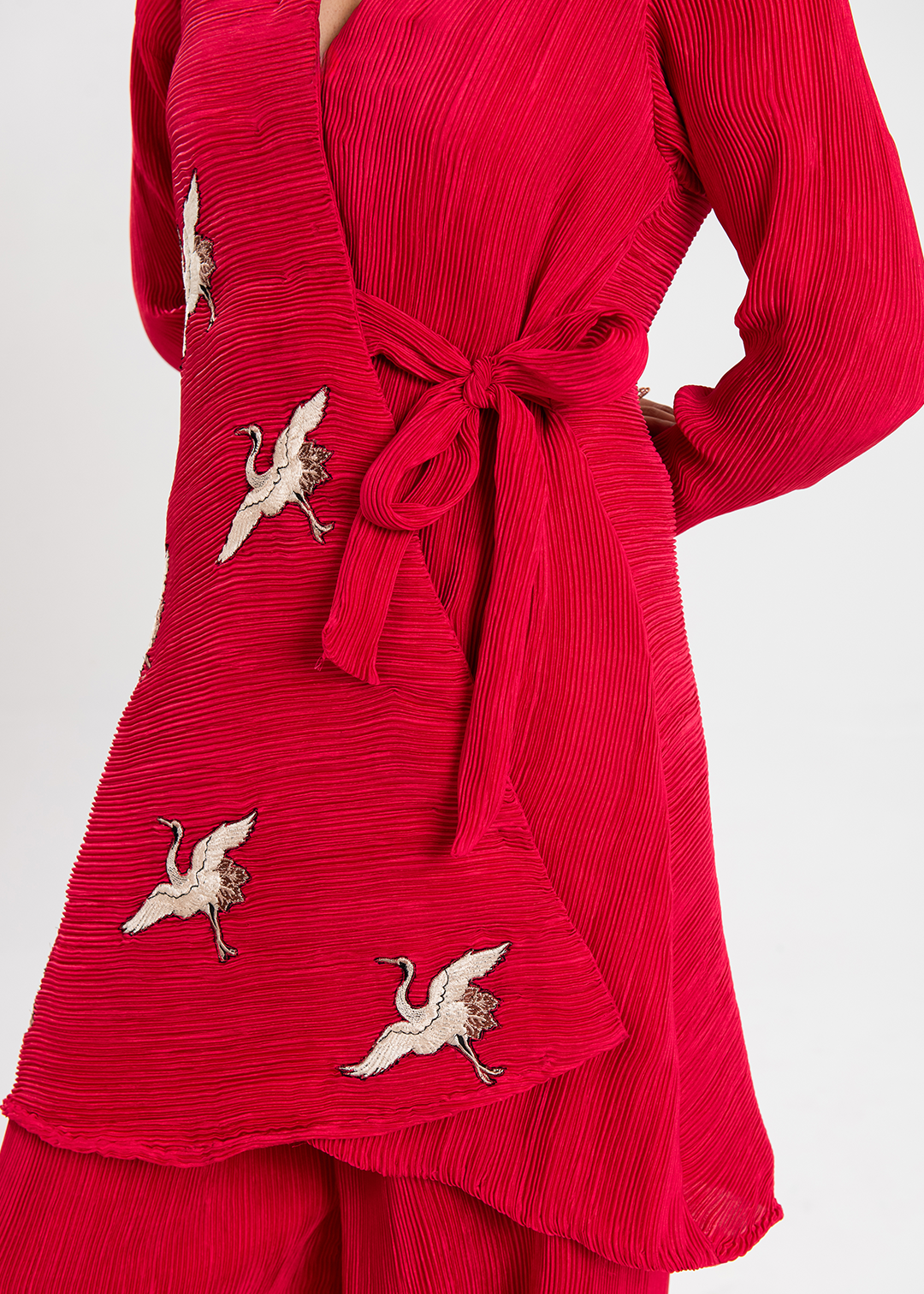 Maria Osama Khan | Claire Pleated Silk | Scarlet - Official Maria Osama Khan stockist in UK - Sakeena London