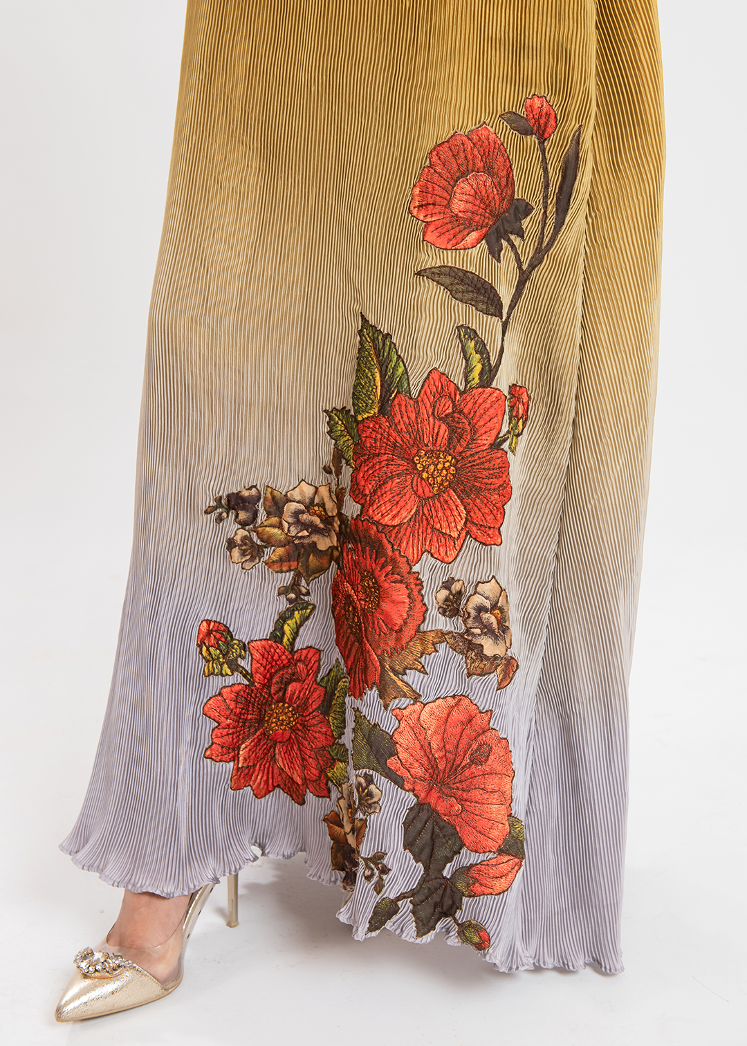 Maria Osama Khan | Claire Pleated Silk | Honeycomb - Official Maria Osama Khan stockist in UK - Sakeena London