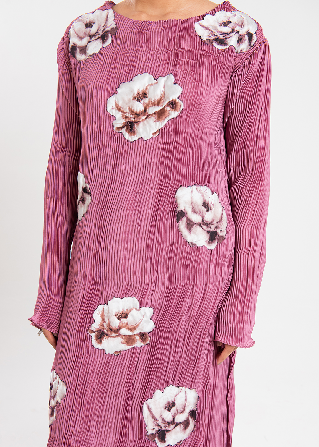 Maria Osama Khan | Claire Pleated Silk | Rosy - Official Maria Osama Khan stockist in UK - Sakeena London