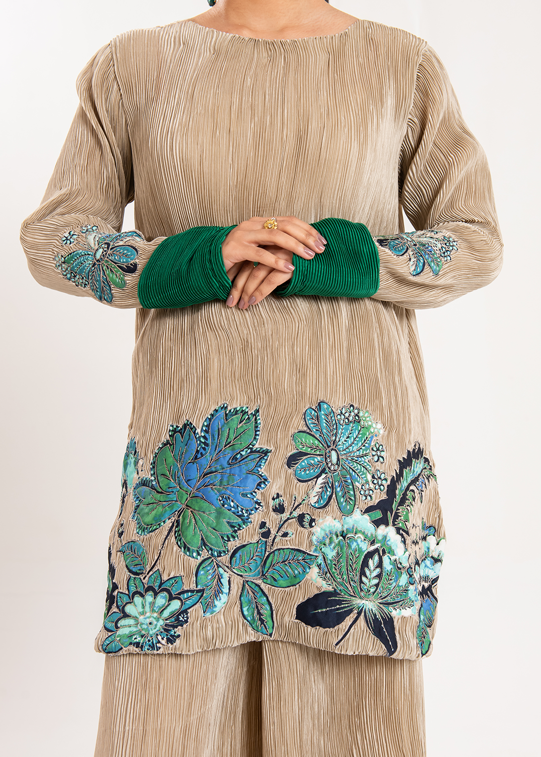 Maria Osama Khan | Claire Pleated Silk | Stardust - Official Maria Osama Khan stockist in UK - Sakeena London