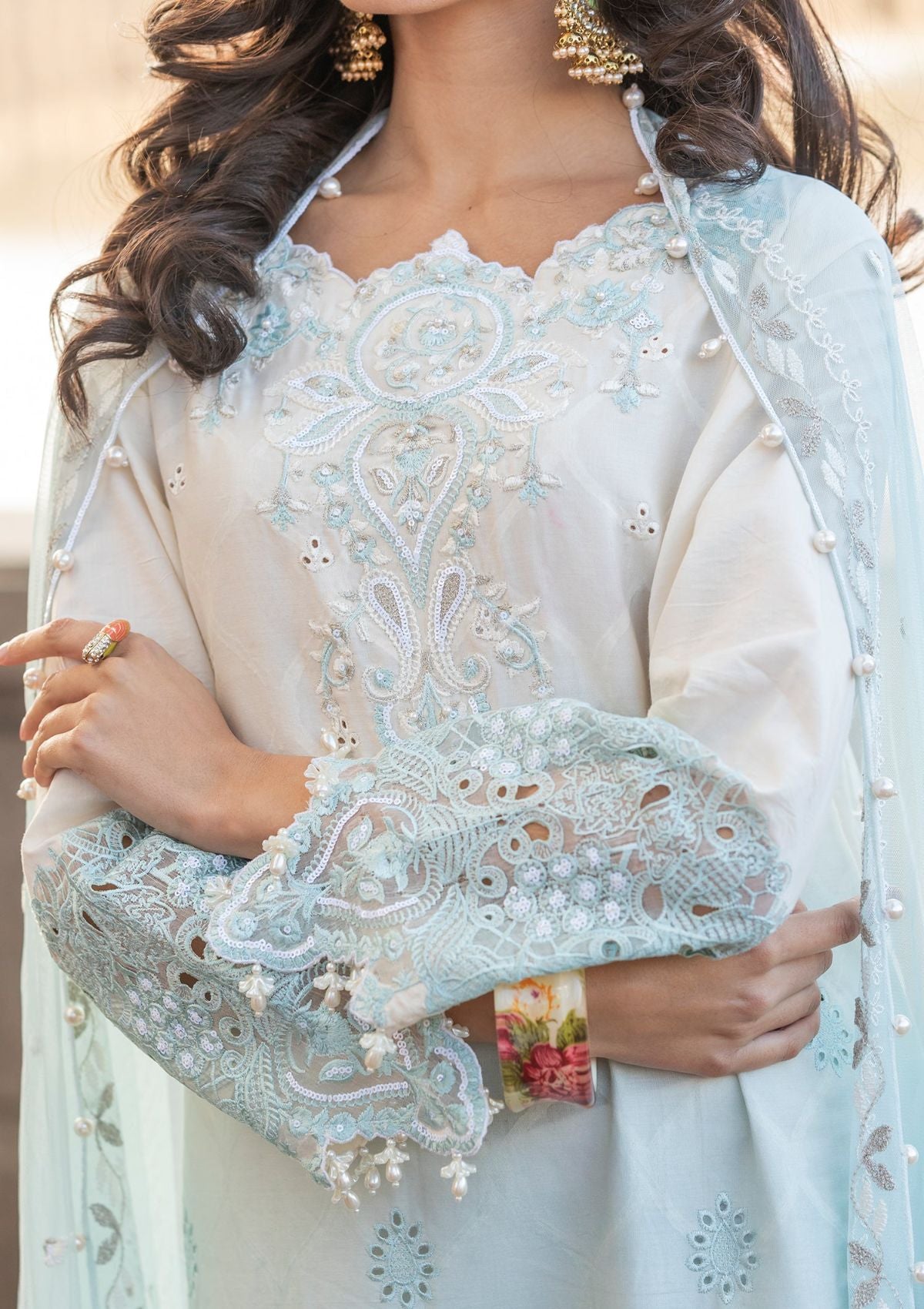 Meem | Luxury Eid Lawn 24 | MD-07 BLUE - Official Meem stockist in UK - Sakeena London