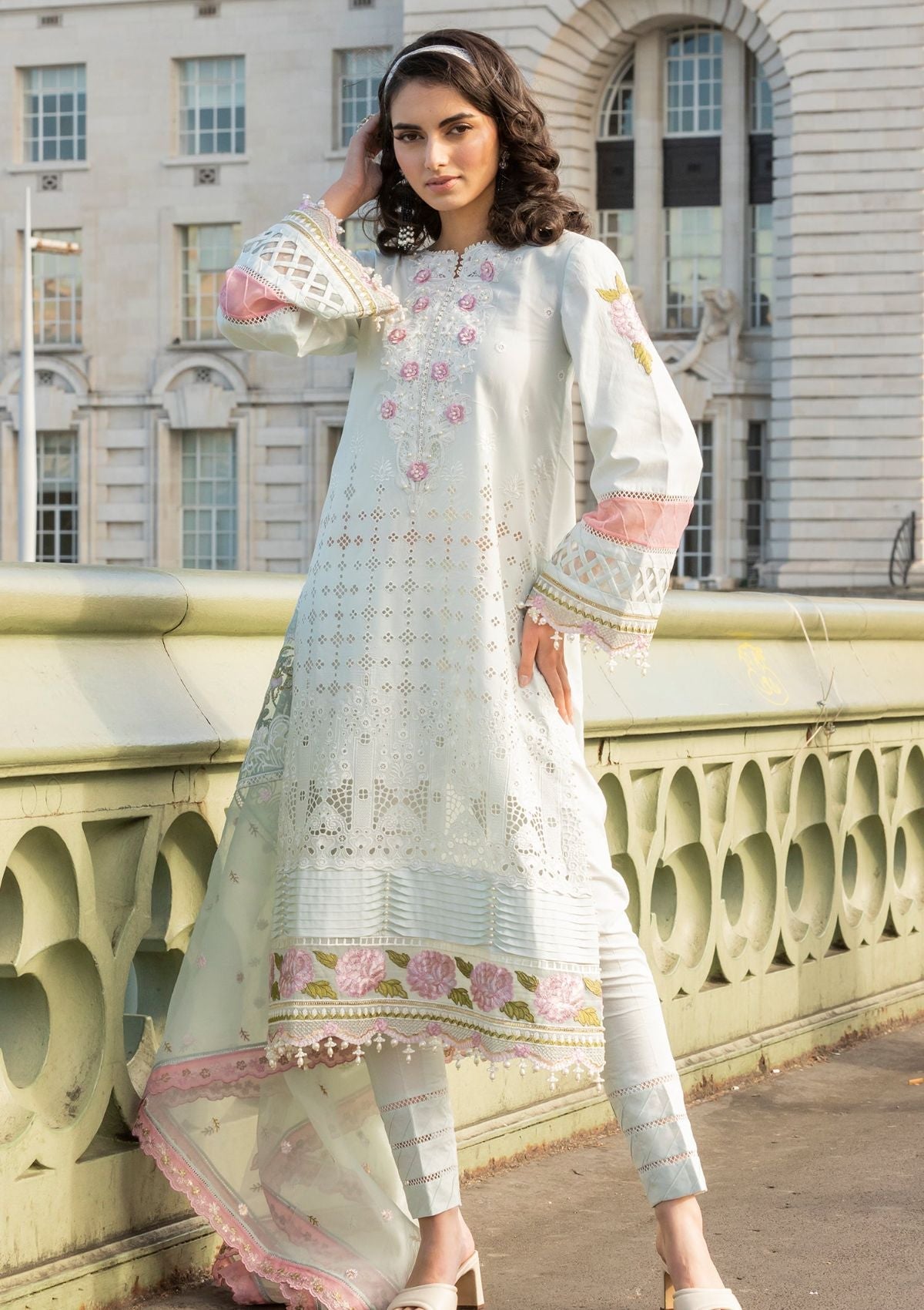 Meem | Luxury Eid Lawn 24 | MD-09 LIGHT BLUE - Official Meem stockist in UK - Sakeena London