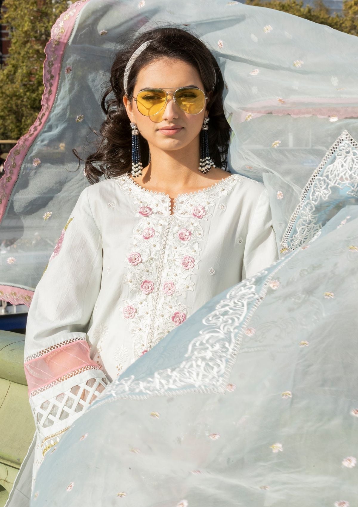 Meem | Luxury Eid Lawn 24 | MD-09 LIGHT BLUE - Official Meem stockist in UK - Sakeena London