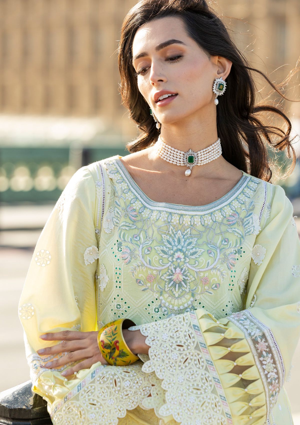 Meem | Luxury Eid Lawn 24 | MD-08 YELLOW - Official Meem stockist in UK - Sakeena London