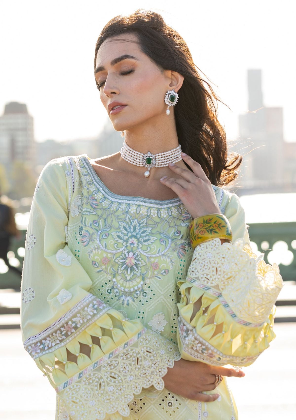 Meem | Luxury Eid Lawn 24 | MD-08 YELLOW - Official Meem stockist in UK - Sakeena London