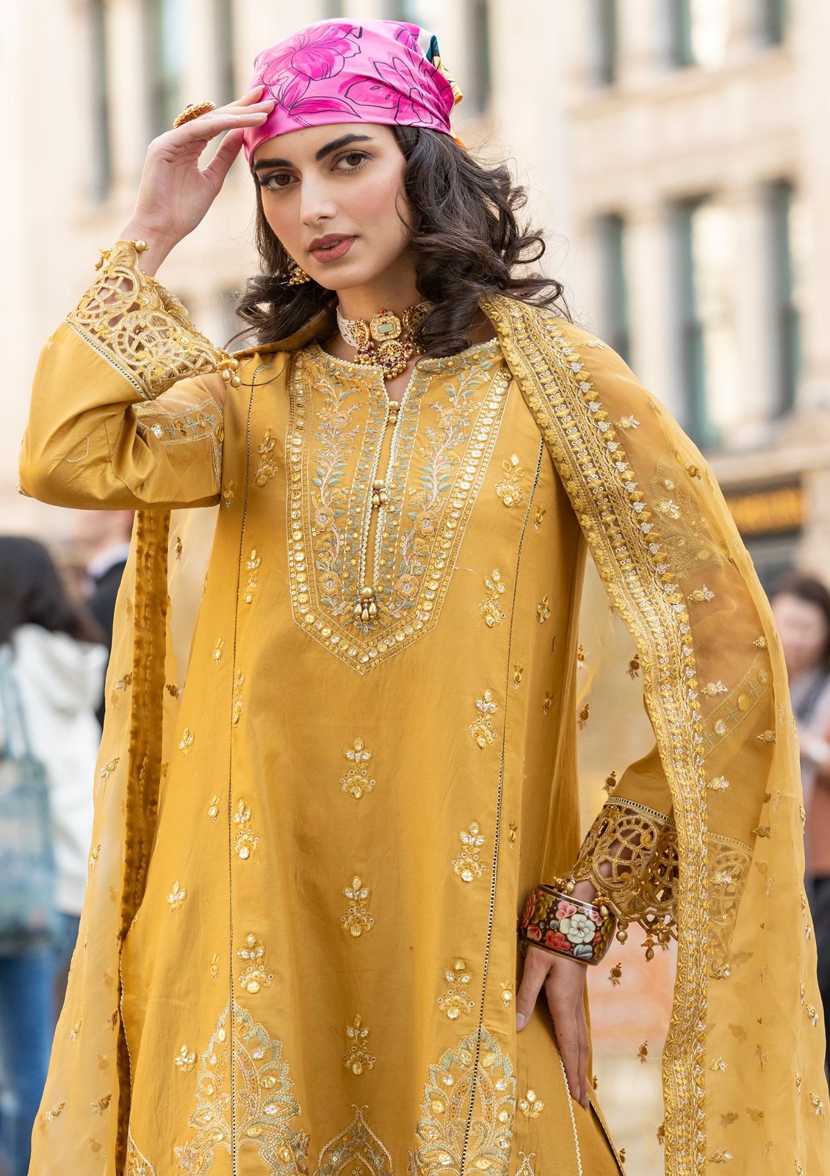 Meem | Luxury Eid Lawn 24 | MD-03 MUSTARD - Official Meem stockist in UK - Sakeena London
