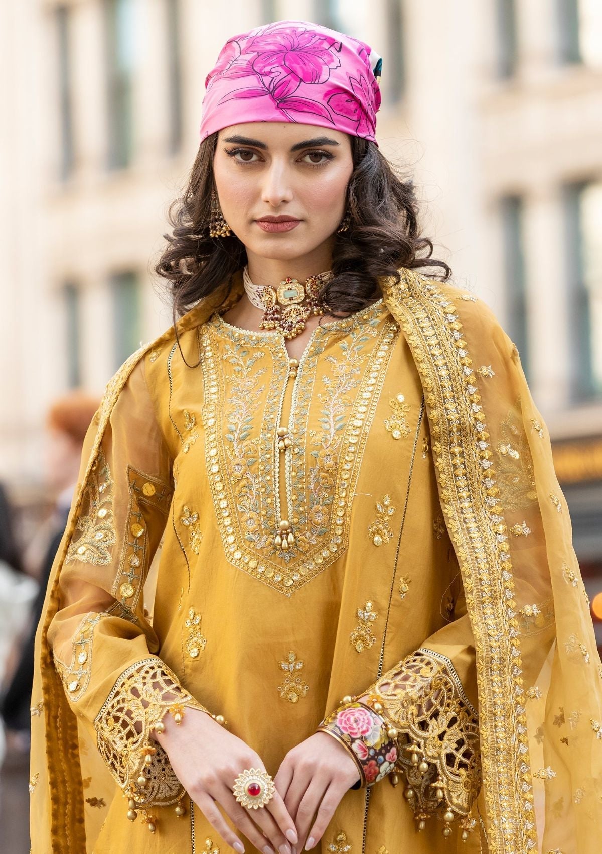 Meem | Luxury Eid Lawn 24 | MD-03 MUSTARD - Official Meem stockist in UK - Sakeena London