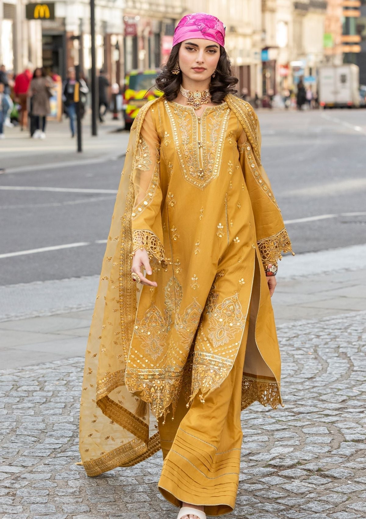 Meem | Luxury Eid Lawn 24 | MD-03 MUSTARD - Official Meem stockist in UK - Sakeena London