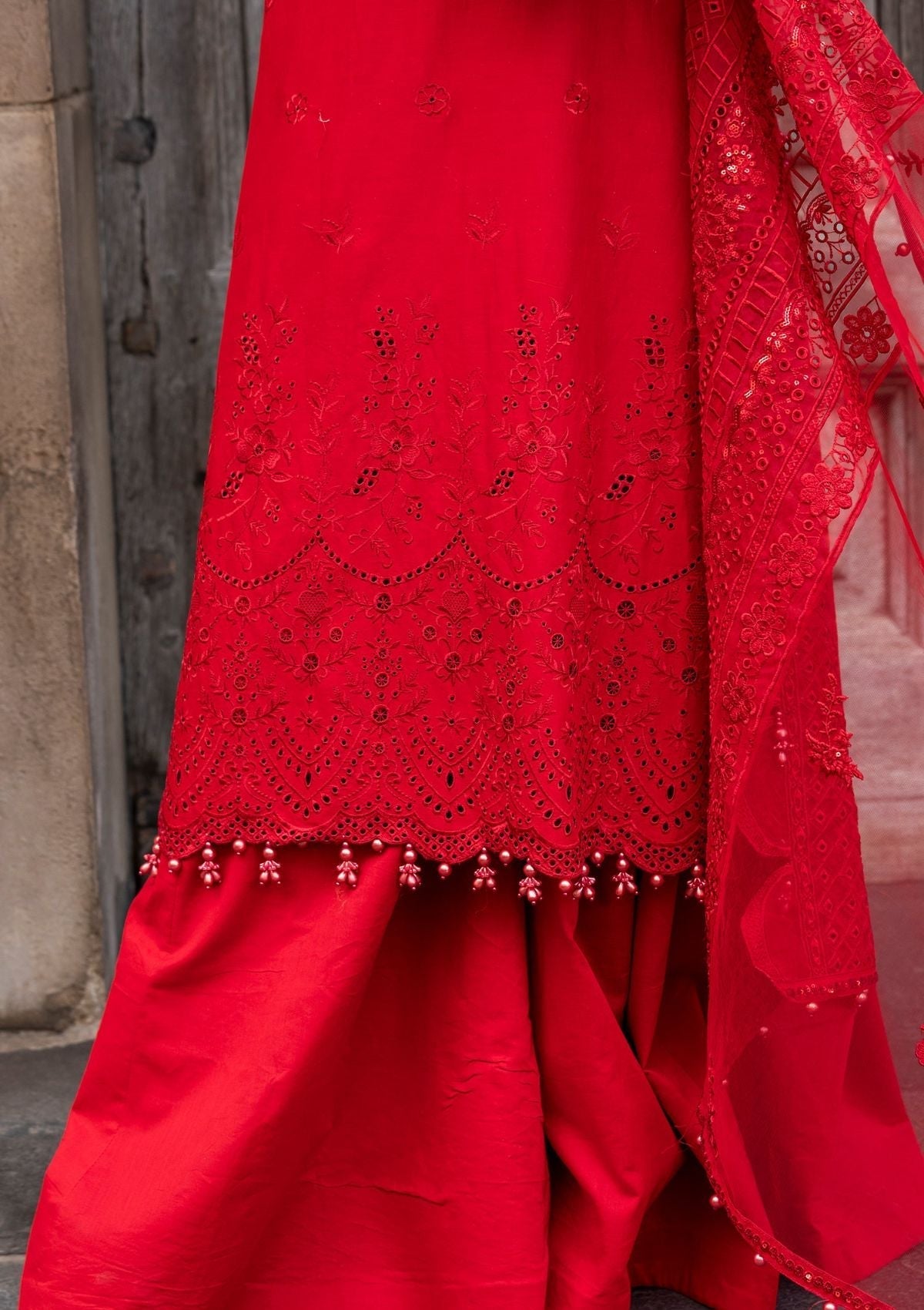 Meem | Luxury Eid Lawn 24 | MD-10 RED - Official Meem stockist in UK - Sakeena London