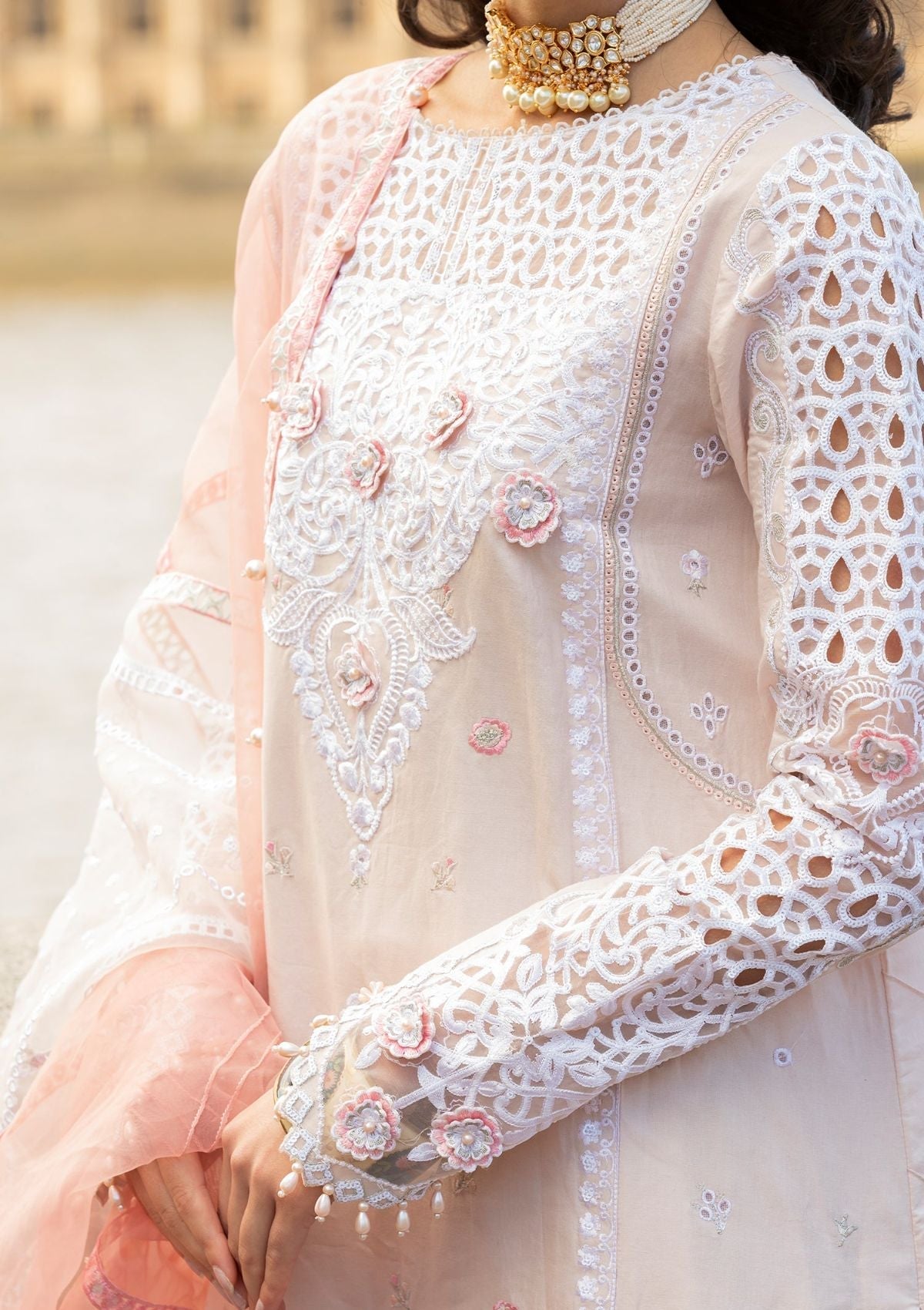 Meem | Luxury Eid Lawn 24 | MD-02 LIGHT PINK - Official Meem stockist in UK - Sakeena London
