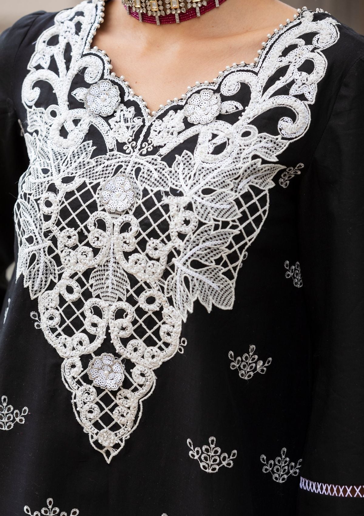 Meem | Luxury Eid Lawn 24 | MD-01 BLACK - Official Meem stockist in UK - Sakeena London