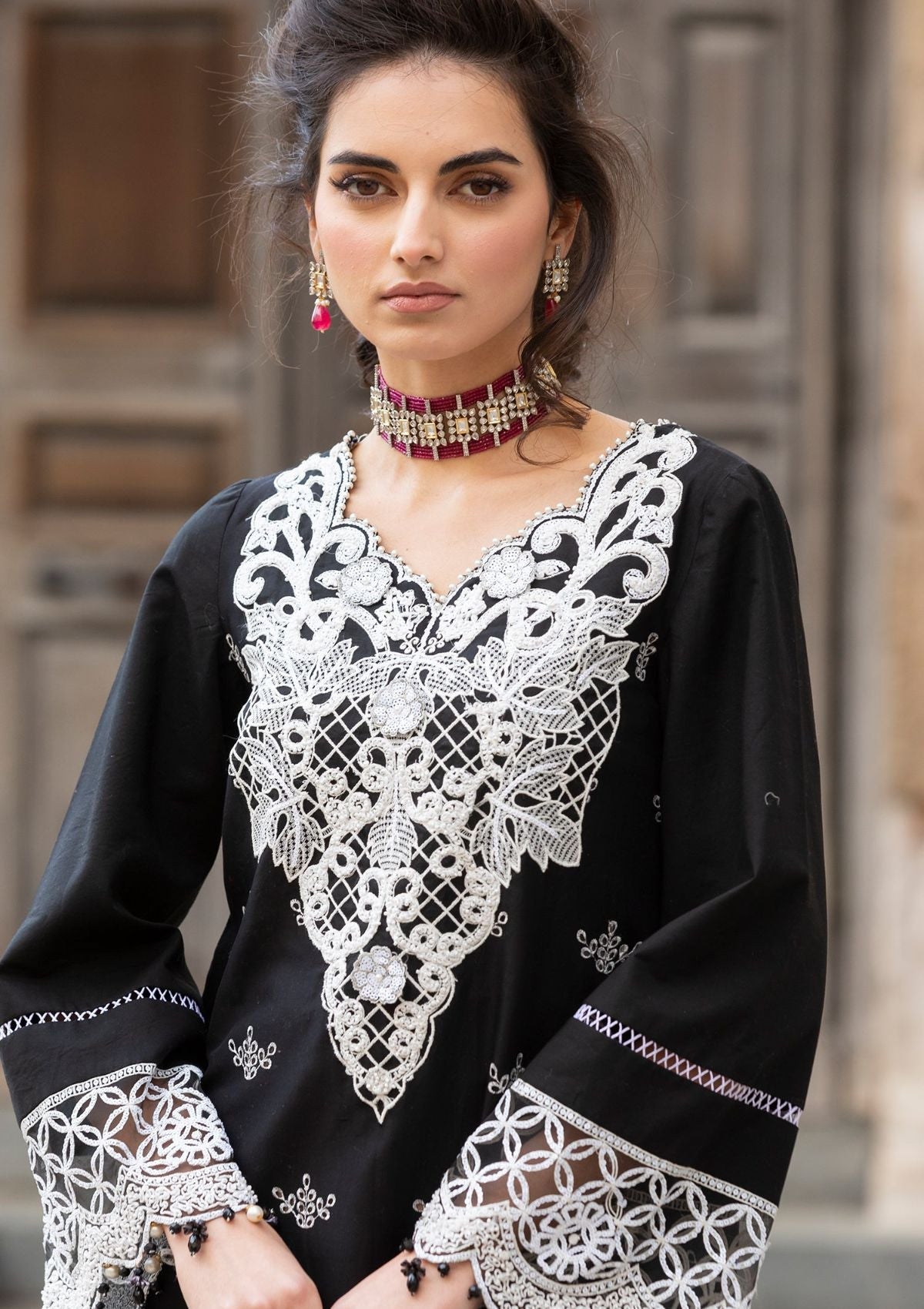 Meem | Luxury Eid Lawn 24 | MD-01 BLACK - Official Meem stockist in UK - Sakeena London