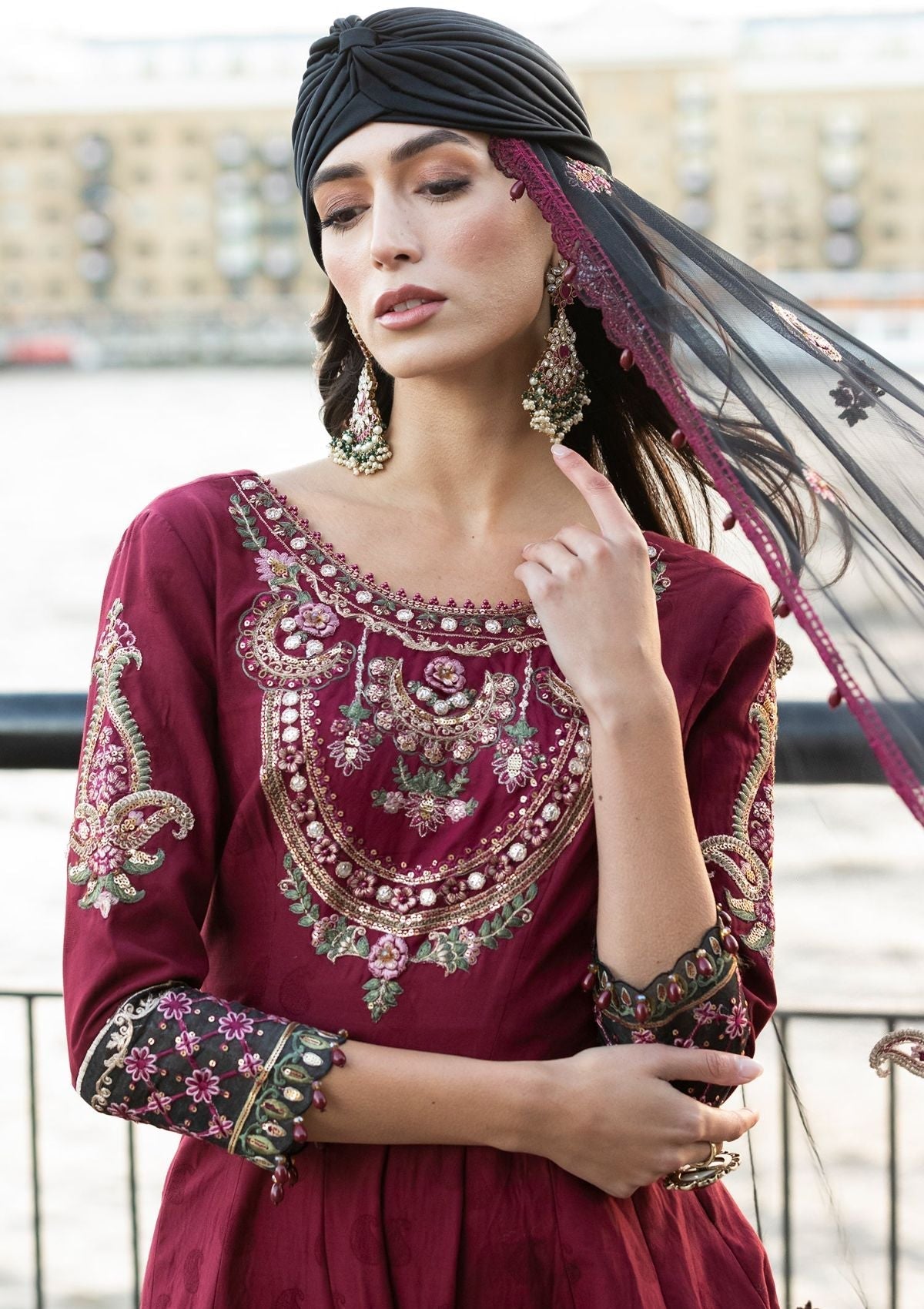 Meem | Luxury Eid Lawn 24 | MD-11 MAROON - Official Meem stockist in UK - Sakeena London