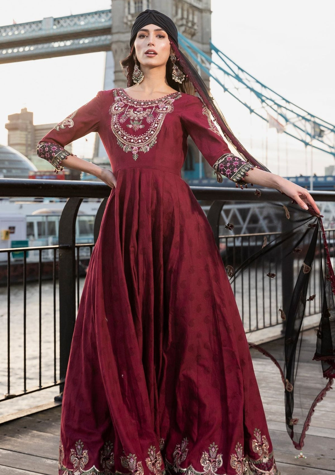 Meem | Luxury Eid Lawn 24 | MD-11 MAROON - Official Meem stockist in UK - Sakeena London