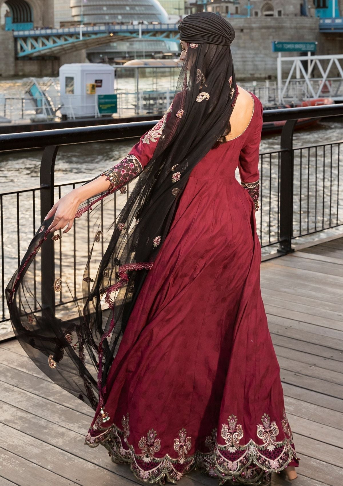 Meem | Luxury Eid Lawn 24 | MD-11 MAROON - Official Meem stockist in UK - Sakeena London
